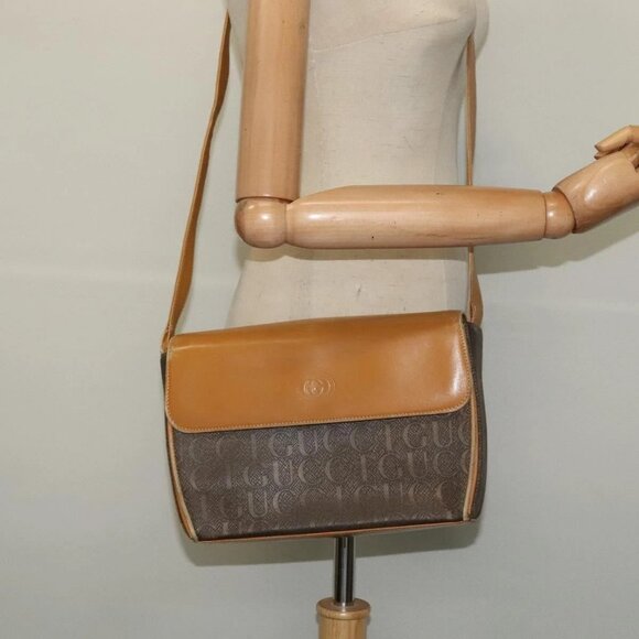 GUCCI Shoulder Bag Canvas Leather Brown Gold Auth ep10464 - Picture 1 of 16
